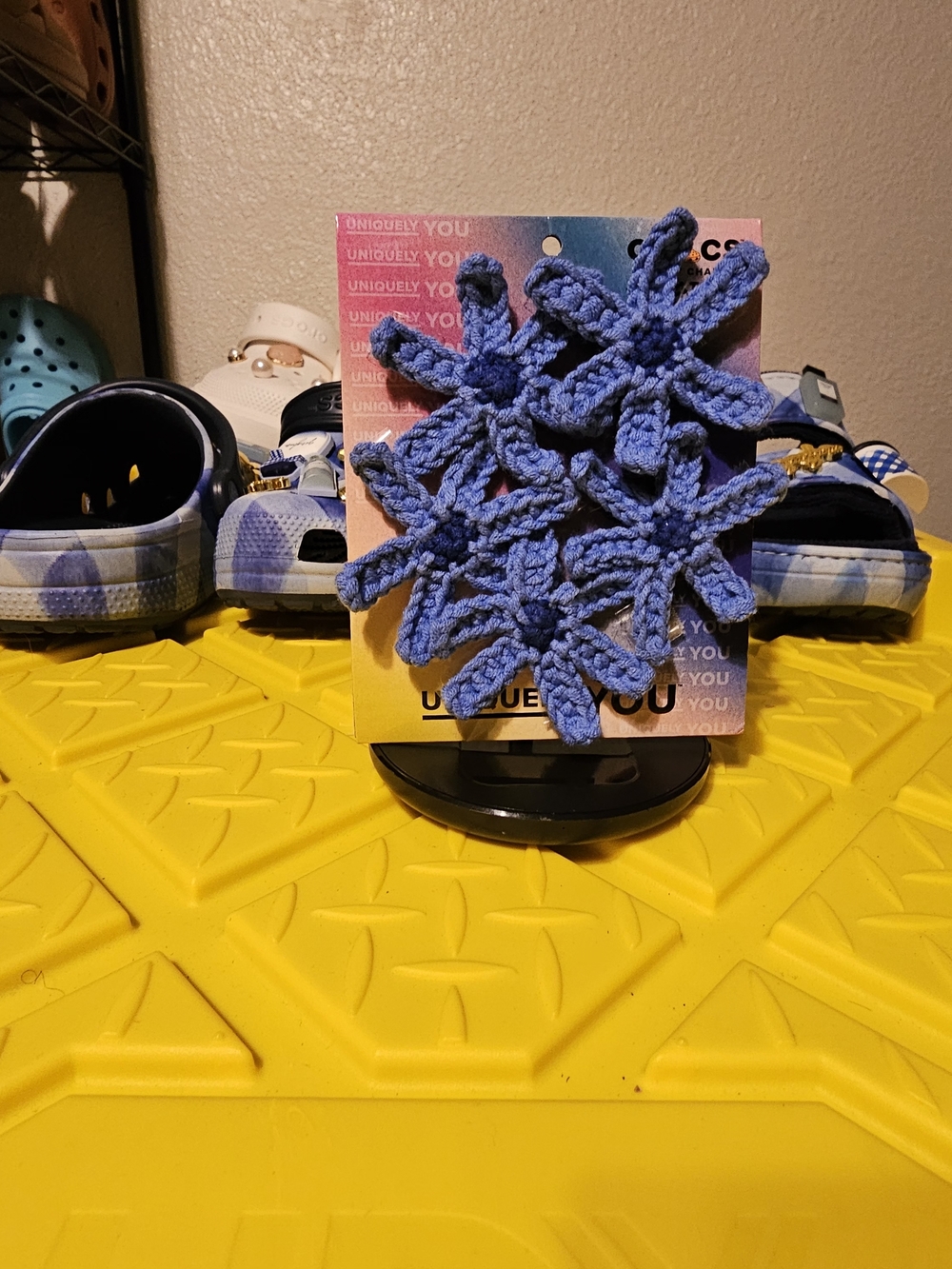 Retired Lavender Blue Crochet Flower Crocs Jibbitz